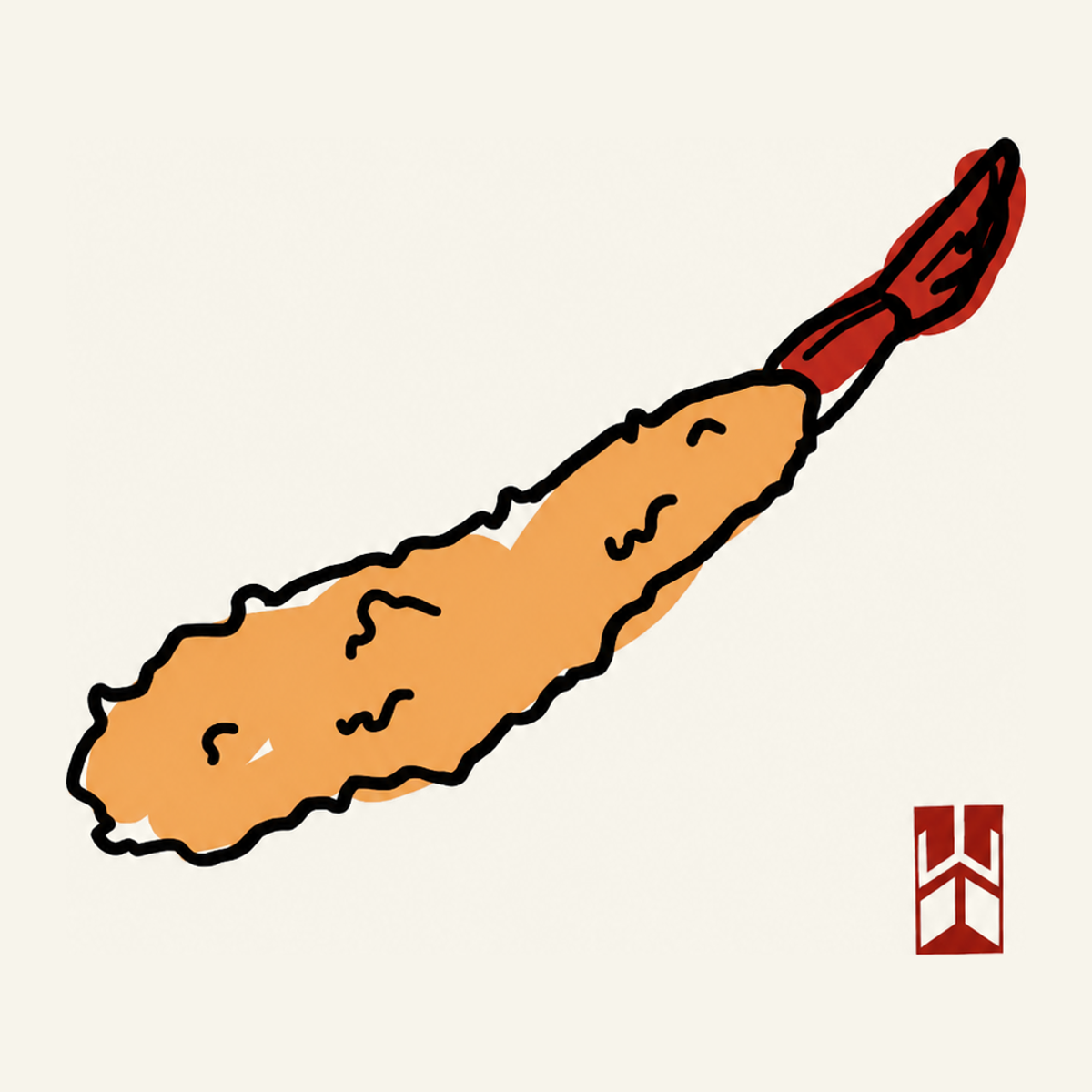 海老の天ぷらを描いたブランドイラスト